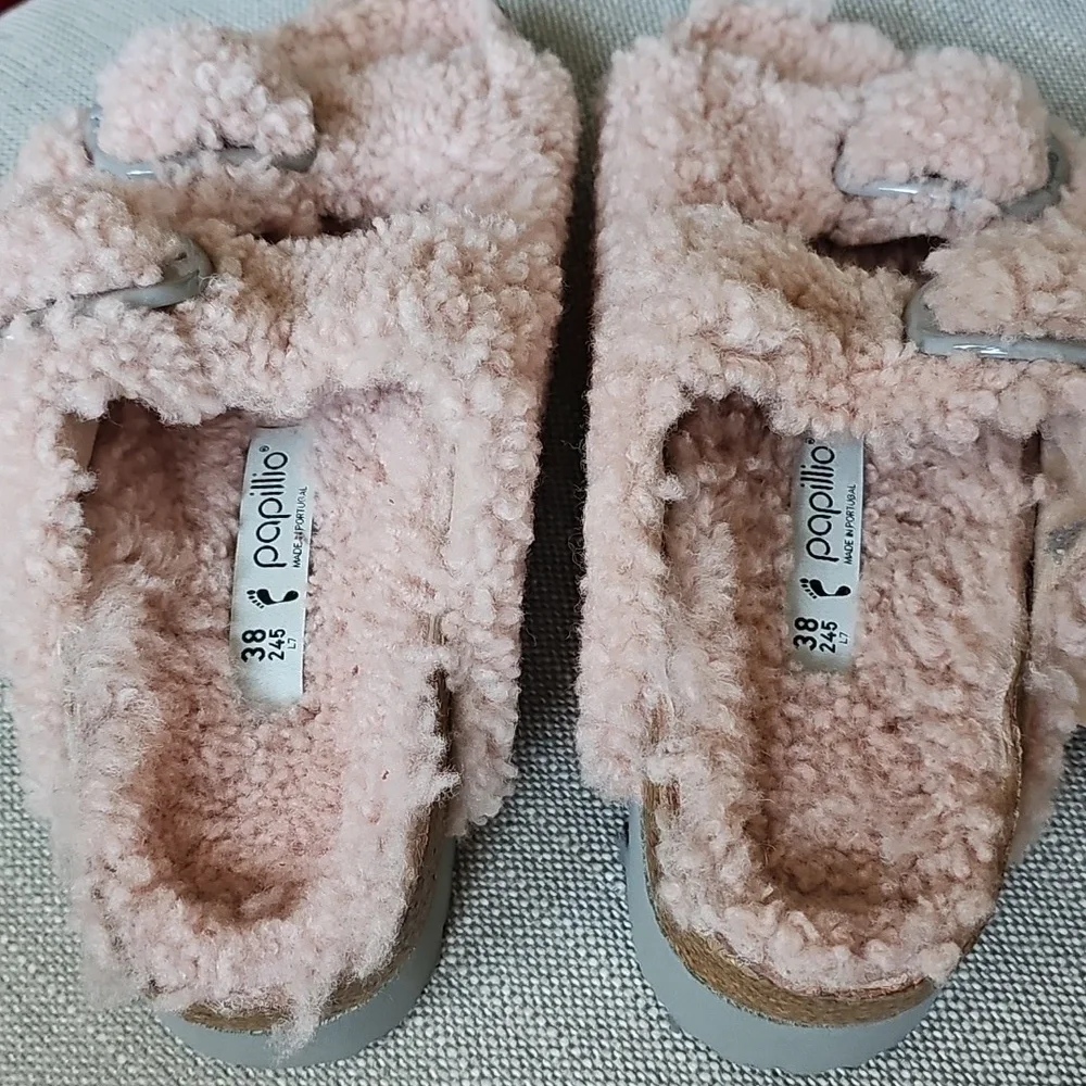 Birkenstock Pink Fuzzy Slippers - Picture 8 of 9